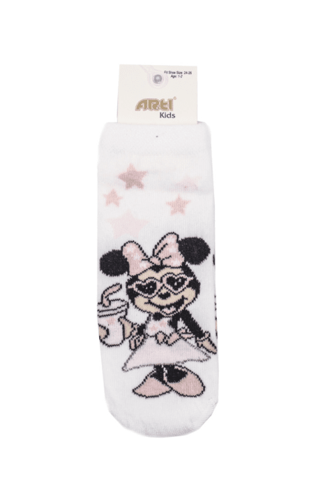 Детски чорапи момиче Мини Маус, бял цвят