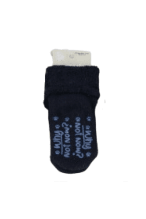 Бебешки чорапи вата с надпис, син цвят