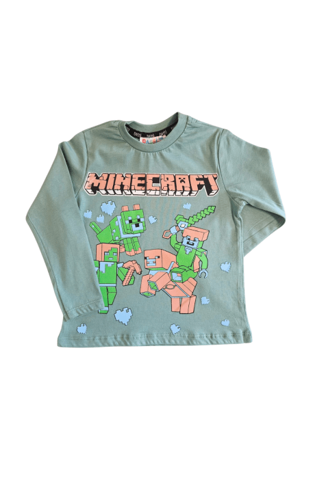 Детска блуза момче дълъг ръкав Minecraft,зелен цвят