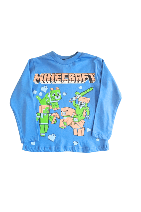 Детска блуза момче дълъг ръкав Minecraft,син цвят