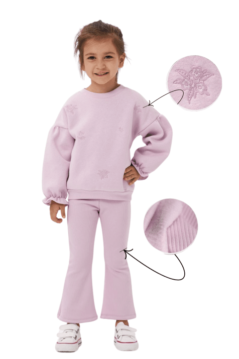 Комплект момиче дълъг ръкав вата