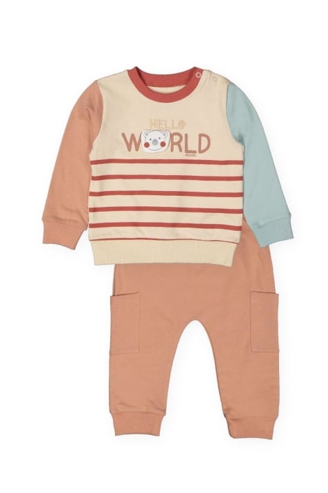 Детски комплект за момче с дълъг ръкав, оранжев цвят