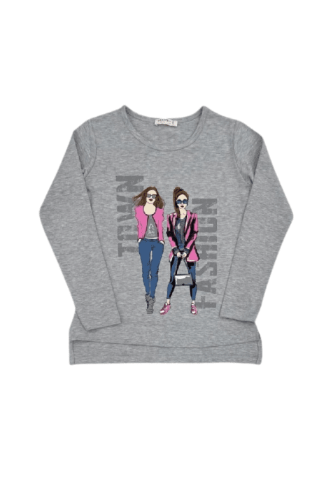 Детска блуза момиче с дълъг ръкав, сив цвят