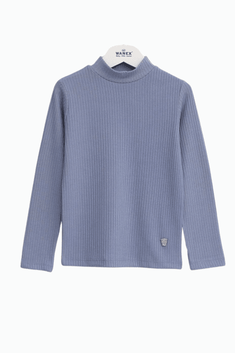 Детска блуза момиче с дълъг ръкав, син цвят