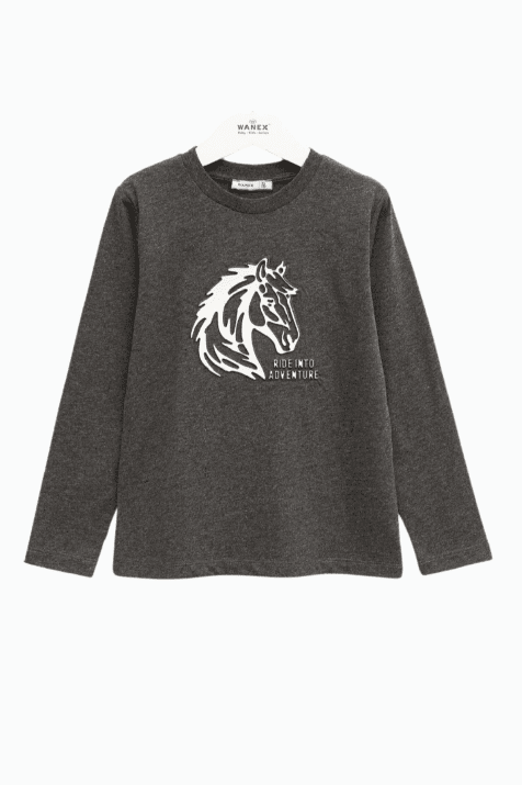 Детска блуза момче дълъг ръкав,сив цвят