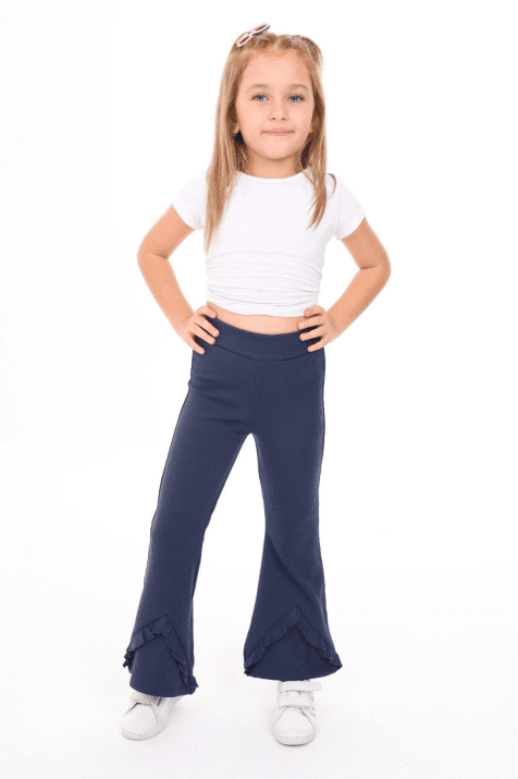 Детски спортен панталон за момиче вата, син цвят