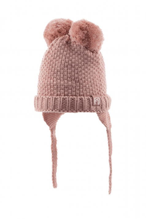 Бебешка шапка момиче, светло розов цвят