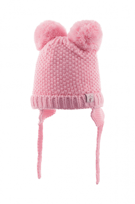 Бебешка шапка момиче, розов цвят