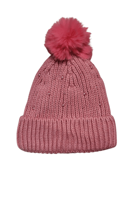 Детска шапка момиче, розов цвят 