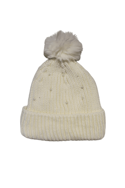 Детска шапка момиче, бял цвят 