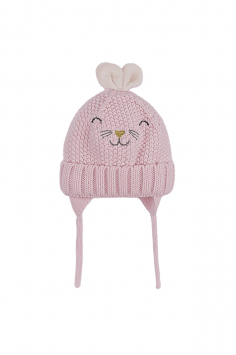 Бебешка шапка момиче, розов цвят