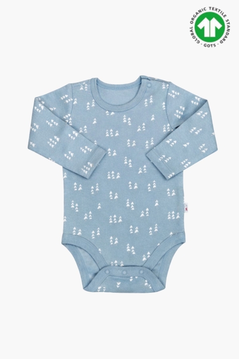 Бебешко боди органичен памук за момче с дълъг ръкав, зелен цвят