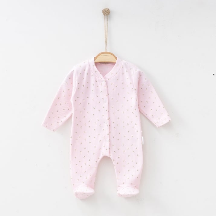 Бебешки гащеризон за момиче с дълъг ръкав, розов цвят