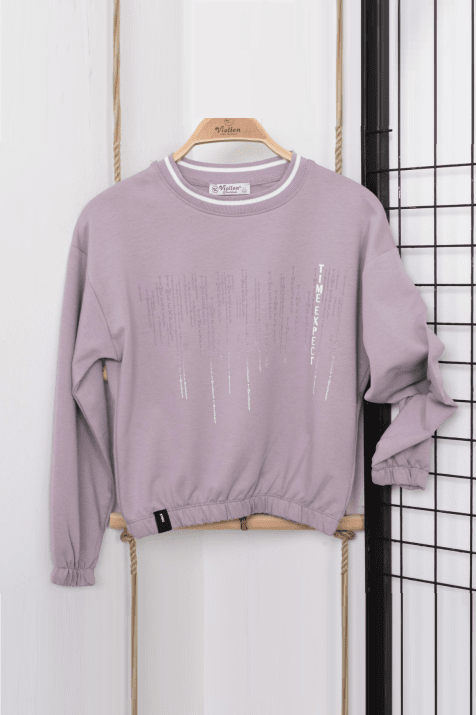 Детска блуза момиче с дълъг ръкав, лилав цвят