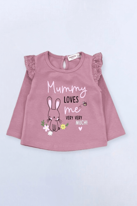 Детска блуза момиче дълъг ръкав, лилав цвят