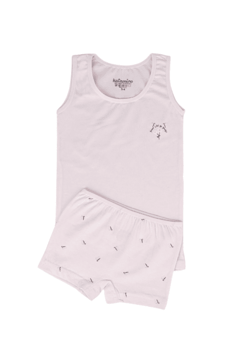 Детски комплект потник с боксерки, розов цвят 