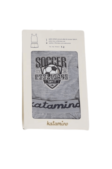 Детски комплект потник с боксерки,сив цвят