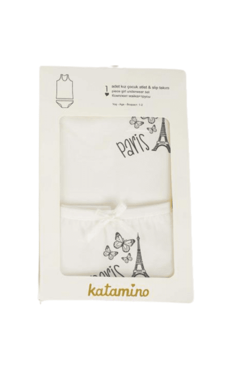 Детски комплект потник с бикини,  цвят екрю