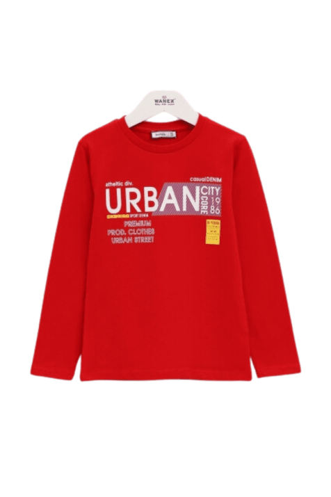 Детска блуза момче дълъг ръкав,червен цвят