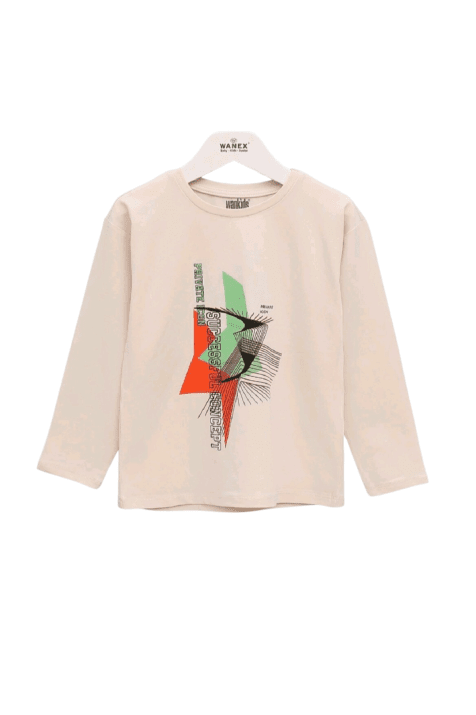 Детска блуза момче дълъг ръкав,бежов цвят