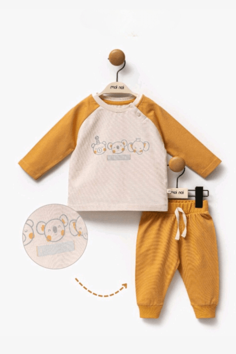 Детски комплект за момче с дълъг ръкав, жълт цвят