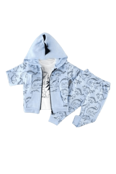 Комплект момче дълъг ръкав 3 части с динозавър