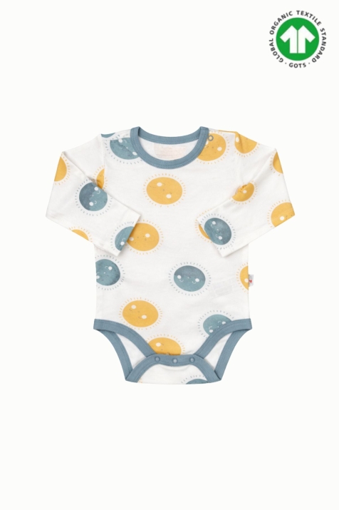 Бебешко боди органичен памук за момче с дълъг ръкав, бял цвят