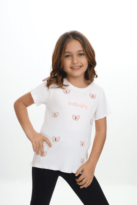 Детска тениска момиче, бял цвят 