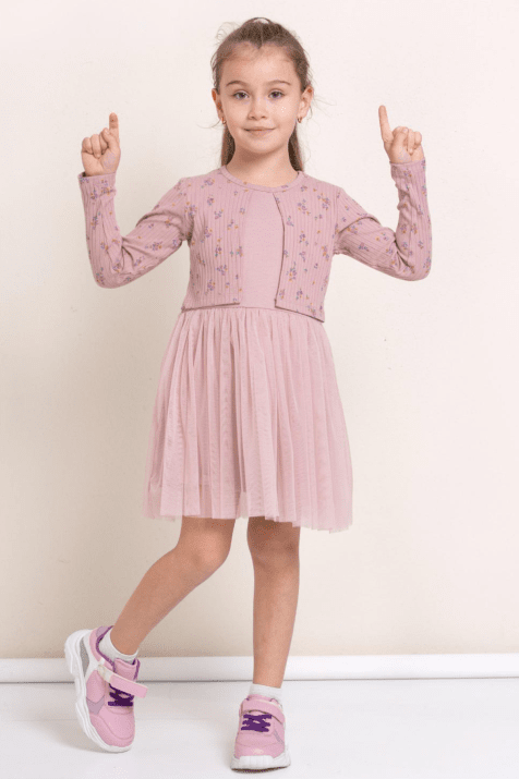 Детска рокля дълъг ръкав, розов цвят