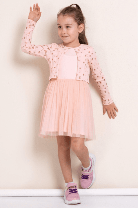 Детска рокля дълъг ръкав, розов цвят