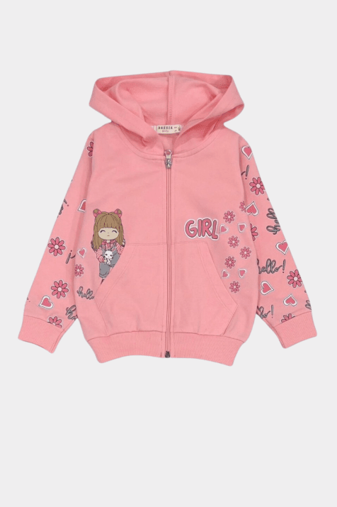 Детски суитшърт момиче, розов цвят 