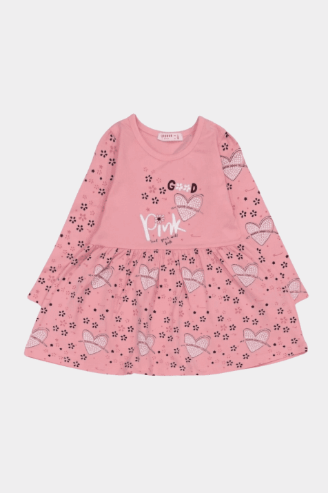 Детска рокля дълъг ръкав, розов цвят
