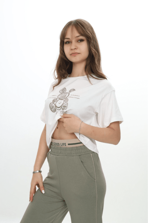 Детски спортен панталон за момиче, зелен цвят