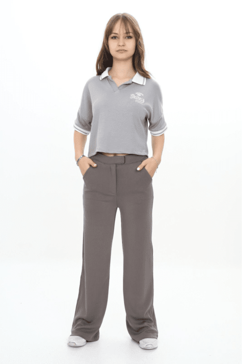 Детски спортен панталон за момиче, сив цвят