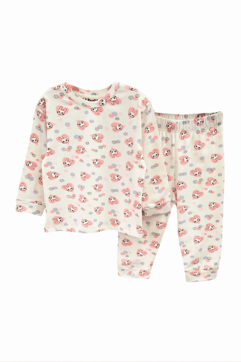 Детска пижама дълъг ръкав, светло розов цвят