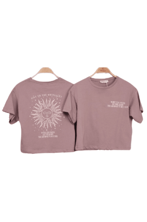 Детска тениска момиче, кафяв цвят 