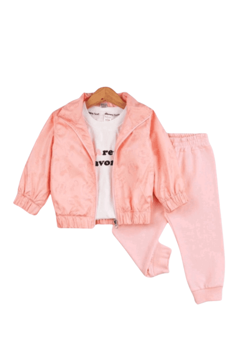 Детски комплект д.р. момиче 3ч,светло розов цвят