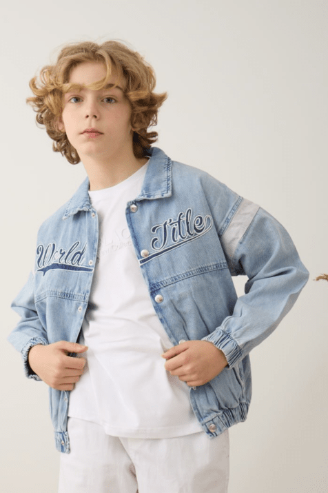 Детско дънково яке за момче, син цвят