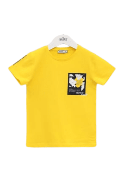 Детска тениска за момче, жълт цвят