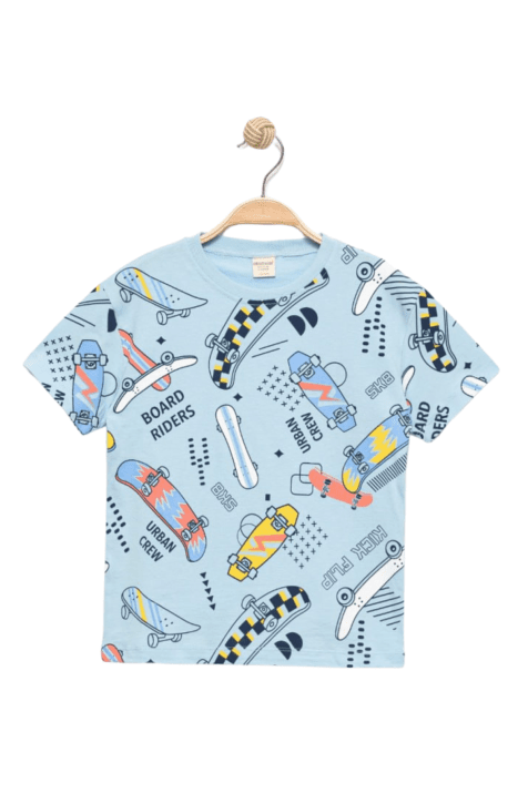 Детска тениска за момче, син цвят