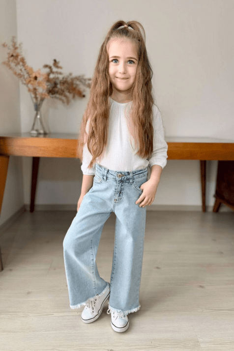  Детски дънки за момиче, син цвят  