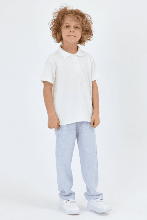 Детска тениска за момче, бял цвят