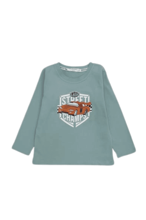 Детска блуза за момче дълъг ръкав, зелен цвят