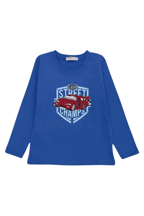 Детска блуза за момче дълъг ръкав, син цвят