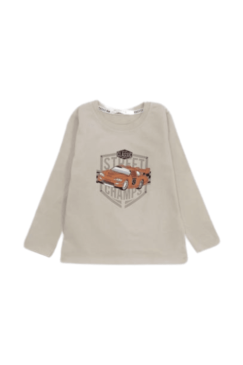 Детска блуза за момче дълъг ръкав, бежов цвят
