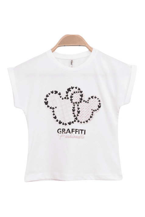 Детска тениска за момиче, бял цвят