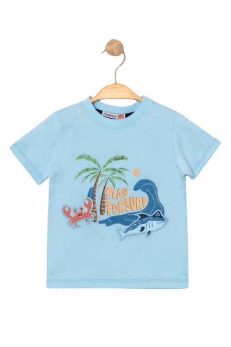 Детска тениска за момче, син цвят