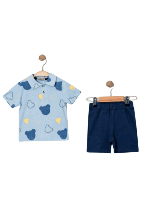 Детски комплект за момче къс ръкав, син цвят