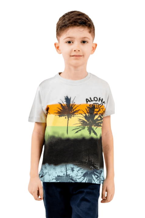 Детска тениска за момче, бял цвят 