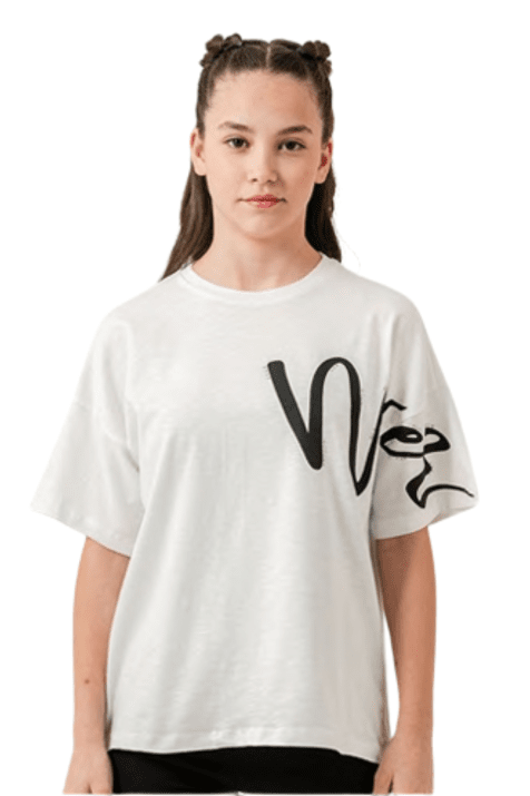 Детска тениска за момиче, бял цвят